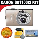 Canon PowerShot SD1100IS 8MP Digital Camera with 3x Optical Image Stabilized Zoom (Gold) +3 Year Extended Warranty + Deluxe Cleaning Accessories
