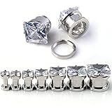 PiercingJ Punk Pair 6g- 1/2 Inch Stainless Steel Cubic Zirconia Screw Tunnels Ear Stretcher Plugs Piercing Gauge