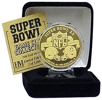 24KT Gold Super Bowl XX Flip coin