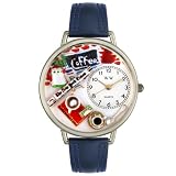 Whimsical Watches Unisex U0310006 Coffee Lover Navy Blue Leather Watch