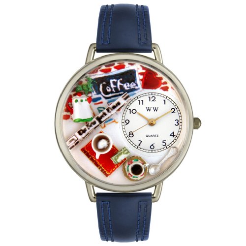 Whimsical Watches Unisex U0310006 Coffee Lover Navy Blue Leather Watch