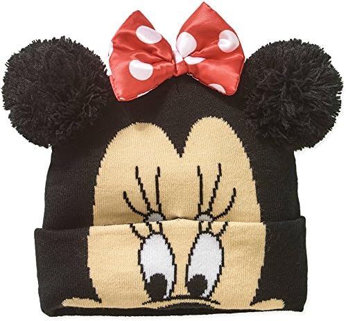 CenturyCo Womens Minnie Mouse Big Face With Pom Ears Beanie Hat Skull Cap