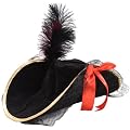 Ladies High Quality Deluxe Pirate Bucanneer Captain Fancy Dress Hat W/ Feather