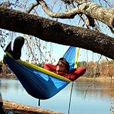 Parachute Camping Hammock - Blue and Yellow Stripe