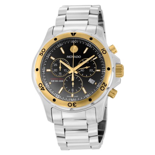 Best Price Movado Men's 2600089 Series 800 Two-Tone Black Round Dial Bracelet Watch
