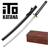 Samurai Sword Black Battle Full Tang ITO Katana Gift Box Model 218