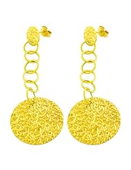 14 Karat Yellow Gold Hammered Disc Dangle Earrings