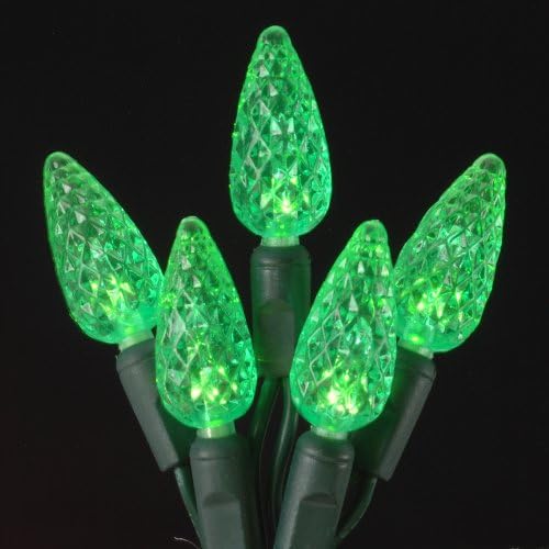 Holiday Seasons Professional Series 50-Count Indoor/Outdoor LED GREEN C6 Faceted Bulb Christmas String Light Set - Energy Smart Star