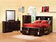 King Coaster Bookcase Storage Bed in Rich Cappuccino Finish