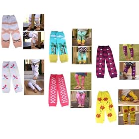 Bundle Monster 6 Pair Baby Leggings / Leg Warmers Mix Design Set for Girl - Fit 0 to 5 yrs Toddler