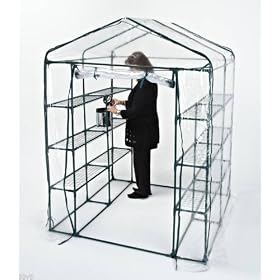 MEDIUM WALK IN PVC PLASTIC GREENHOUSE WITH 6 SHELVES