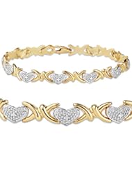 10k Yellow Gold Diamond Accent Heart Hugs-n-Kisses Bracelet