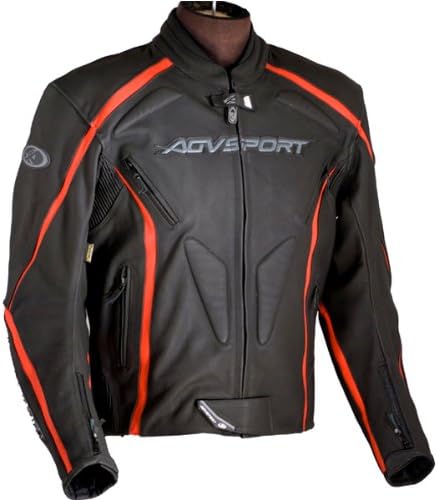 AGV Sport Dragon Men's Leather Street Motorcycle Jacket - Black/Red / Size 48
