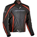 AGV Sport Dragon Men's Leather Street Motorcycle Jacket w/ Free B&F Heart Sticker Bundle - Black/Red / Size 42