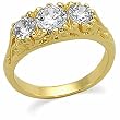 14K Yellow Gold Diamond Three Stone Ring - 1.25 Ct.