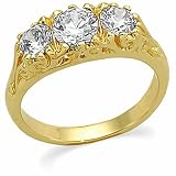 14K Yellow Gold Diamond Three Stone Ring - 1.25 Ct.