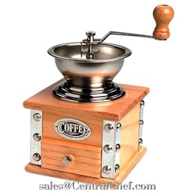 Antique Look Wood and Stainless Steel Coffee Grinder with Hand Crank by Fox Run