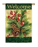 Garden Sized Silk Reflections Flag: Winter Pine