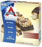 51cHvNSOI7L. SL160  Atkins Advantage Dark Chocolate Almond Coconut Crunch, 5 count Box