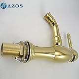 AZOS 洗面器の蛇口 黄銅製 金色 単穴 台付 冷熱混合水栓 MPDKZ032