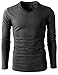 H2H Mens Basic T-Shirts with V-Neck Long Sleeve