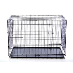 Pawhut 48" Two Door Dog Pet Bed House Folding Metal Crate Cage Kennel