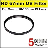 High Definition 67mm UV Filter for Canon 18-135mm IS Lens + 3 Year Celltime Warranty