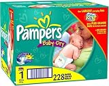 Pampers Baby-Dry Diapers, Size 1, Economy Plus Pack, 228 Diapers
