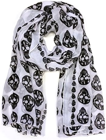 Styleinch Skull Print Shawl Scarf (White)