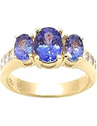 14K Yellow Gold Tanzanite and Diamond Ring -- LIFETIME WARRANTY
