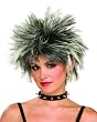 80's Spiked Punk Black and White Wig - Adult Std.