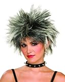 80's Spiked Punk Black and White Wig - Adult Std.