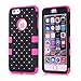 iPhone 6 Case, ROKE Shockproof iPhone 6 Studded Rhinestone Crystal Bling Hybrid Armor Case Cover for Apple iPhone 6(4.7 Inch) - Rose/Black
