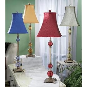 3-GLASS BALL BUFFET LAMPS with El Dorado Gold Finish and Square Bell Shades, Ast. of 4... by CBK