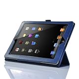 ATC Andanced Intelligent Executive Navy Blue Wallet Case Cover Stand With Tri-Fold Smart Tilt And Magnetic Sleep Wake Sensor Feature & Screen Protector & cleaning cloth For Apple Ipad 2 (2011) 2Nd Generation Ipad 3 