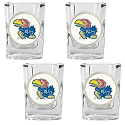 Kansas Jayhawks NCAA 4pc Shot Glass Set by Great American Products