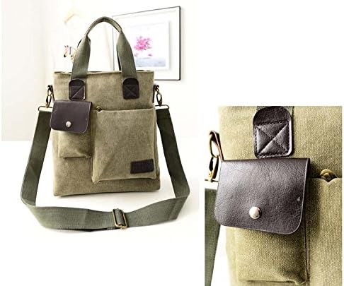 Ecokaki(TM) Outdoor Multifunctional Bag Unisex Vintage Canvas Shoulder Messenger Bag Crossbody iPad Handbag, Army Green