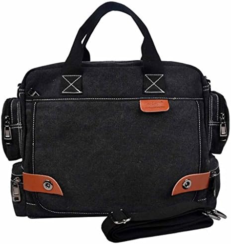 VNCDesigner CottonCanvas14 In Laptop Bags Case Men Messenger Bags Tote Briefcase-Black