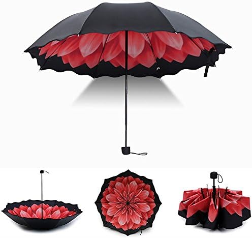 Travel Umbrella,Raincapital Folding Umbrella,Effectively Block 99% of UV,Blue Daisy (Rose)