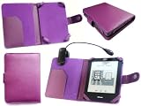 Flash Superstore New Kobo Touch Wallet Case Cover Pouch Purple with Clip-On LED Reading Lamp for New Kobo eReader Touch Edition 2011 + Screen Protector