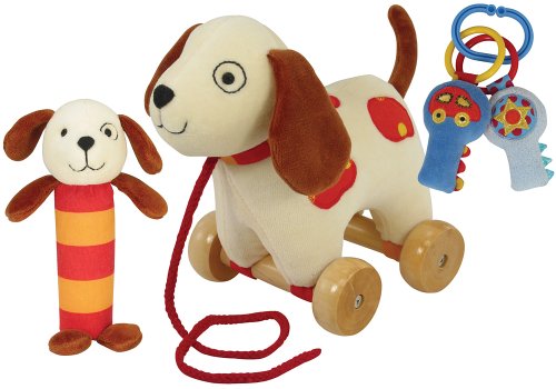 Rich Frog Puppy Pull Toy with Puppy Squeak Easy and Blue Set of Baby Keys