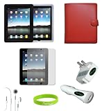 CrazyOnDigital Red Leather Case Cover with Charger and Screen Protector for Apple iPad 2/ iPad 3 (8-item). CrazyOnDigital Retail Package