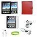 CrazyOnDigital Red Leather Case Cover with Charger and Screen Protector for Apple iPad 2/ iPad 3 (8-item). CrazyOnDigital Retail Package