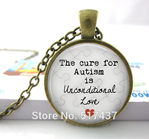 Pretty Lee Dome Necklaces The Cure For Autism Is Unconditional Love - Autism Jewelry - Autism Puzzlehandmade Photo Glass Cabochon Necklace