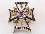 Fashion Statement Cross Topaz Amber Autumn Ruby Collectible Costume Pin Brooch