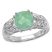2.30 Carat Genuine Emerald & White Topaz Silver Ring