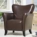 Accent Chair with Flair Arms in Brown Leather Like