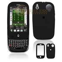 Black Rubber Feel Snap-On Cover Hard Case Cell Phone Protector for Palm PRE