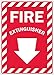 SmartSign 3M Engineer Grade Reflective Label, Legend "Fire Extinguisher" with Down Arrow, 14" high x 10" wide, Red on White