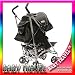 NEW BUGGY STROLLER PUSHCHAIR WITH LARGE SUN CANOPY HOOD - ZETA VOOOM - Black with Rain Cover